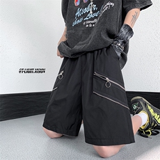 B221美式ins高街暗黑小众拉链宽松五分裤短裤LK23061-P50控68，男装休闲裤，电商B221
