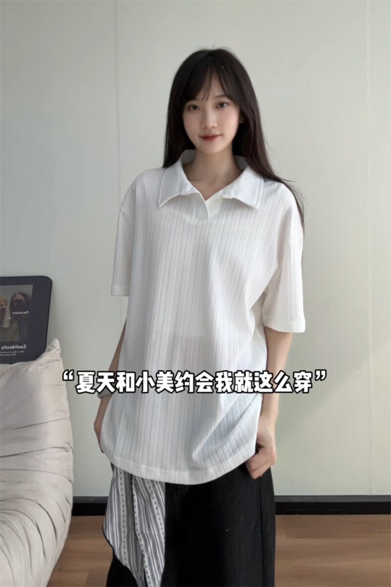 260克麦穗条亨利领polo衫男士夏季短袖T恤V领宽松大码上衣P25,男装T恤,电商C306-1