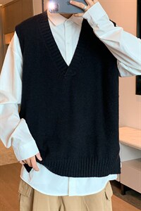 韩版潮流新款秋冬马甲男2021针织无袖青年新款A161-2-MY9011-P40图片