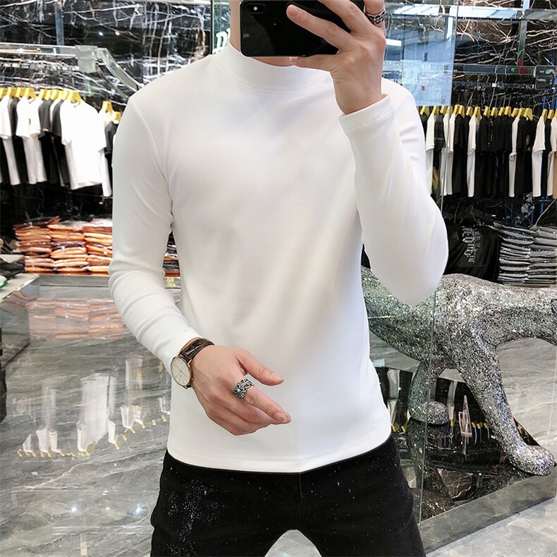 22新款秋冬潮牌男简欧大码休闲圆领双面德绒打底衫长袖A-800-P43图片