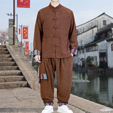 男士外套灯芯绒夹克套装盘扣立领风XZ1512-2502套装-P130，男装夹克，星座1512