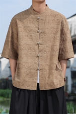 2025夏季新款风男开衫金属盘扣新中式肌理提花衬衫C137-P65，男装衬衫，电商B277(原6028)