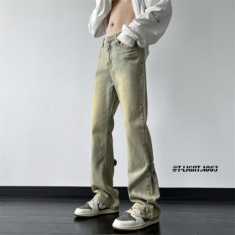 美式ins高街vibe重工艺水洗复古黄泥牛仔裤货号K2316P55,男装牛仔裤,电商A063