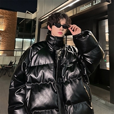 405A美式高街个性金属设计假两件pu皮棉服MY24925-P155控188，男装棉衣，星座405A