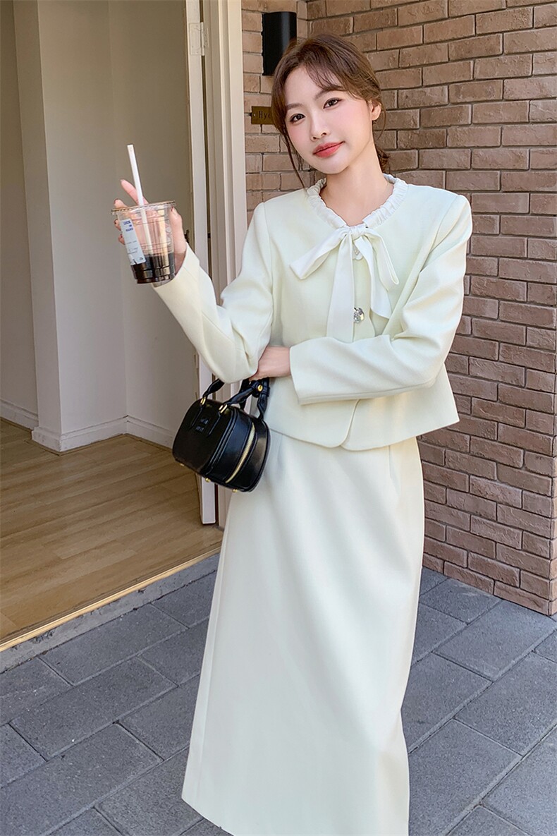 蓝色小香风套装女春秋款2025新款爆款千金高级感气质半身裙两件套,女装套装/套裙,1D102-1