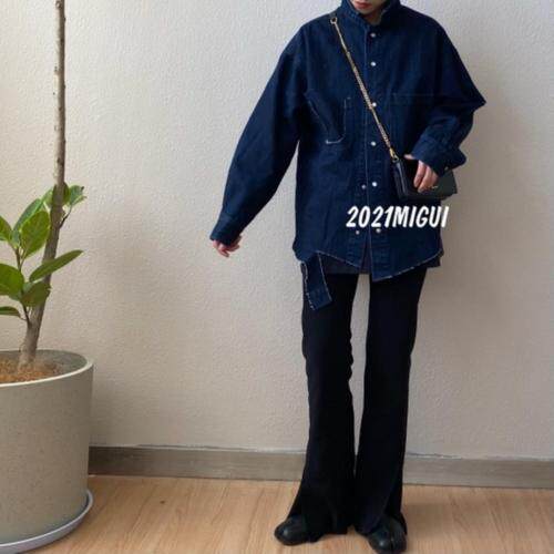 【现货】破深蓝色自带冷酷潮流韩版剪裁设计感满满，女装，米轨