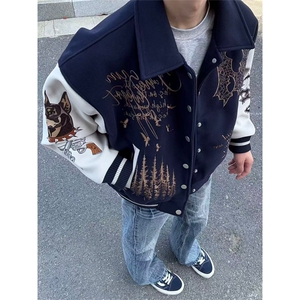 网图有货 重工刺绣呢料夹克男美式飞行员棒球服外套女 A877-P72图片