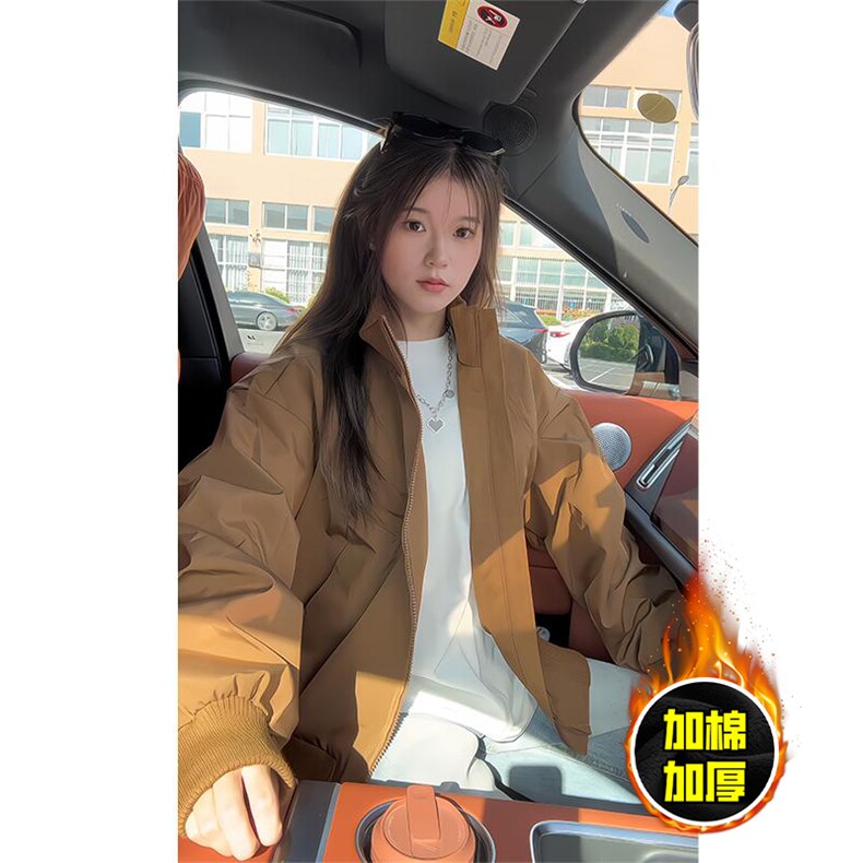 棉衣5W件现货冬季美拉德立领飞行夹克廓形高街棒球服加棉加厚外套，男装夹克，电商A486