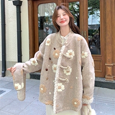 韩系chic粉色羊羔毛羽绒服女冬超火好看高级小众漂亮短款轻薄外套，女装羽绒服，2C176
