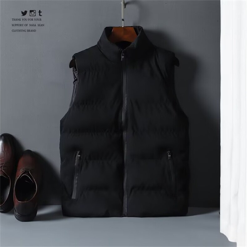 加绒加厚冬男立领棉马甲纯色棉袄面包服背心大码M-5XL MJ66 P35图片