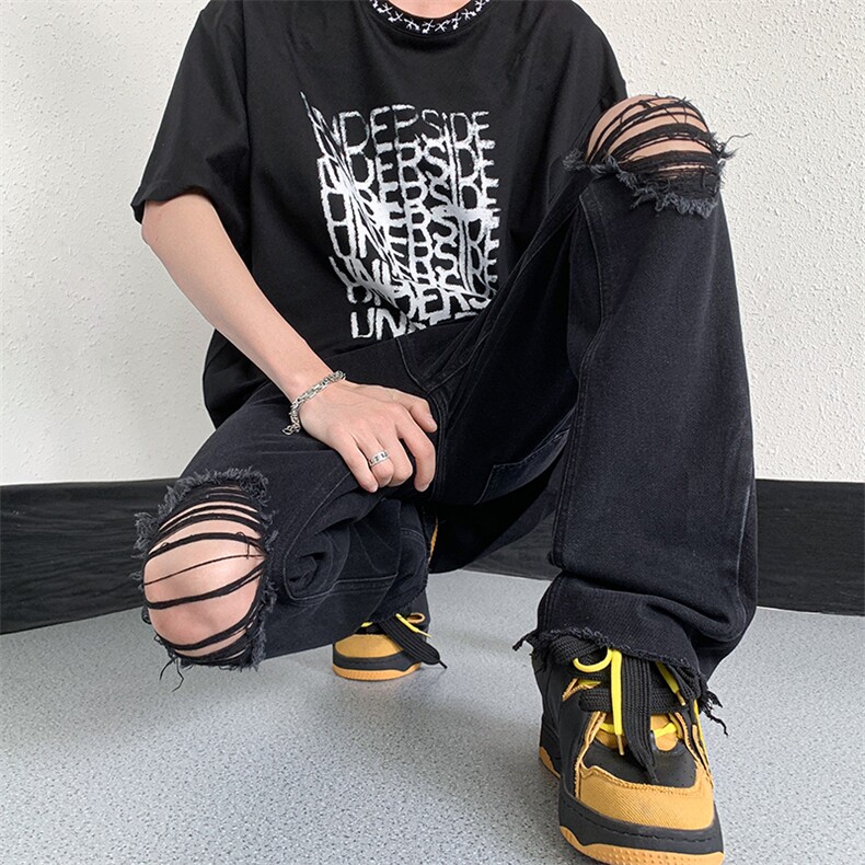 美式高街ins小众破洞牛仔裤货号K751P60图片