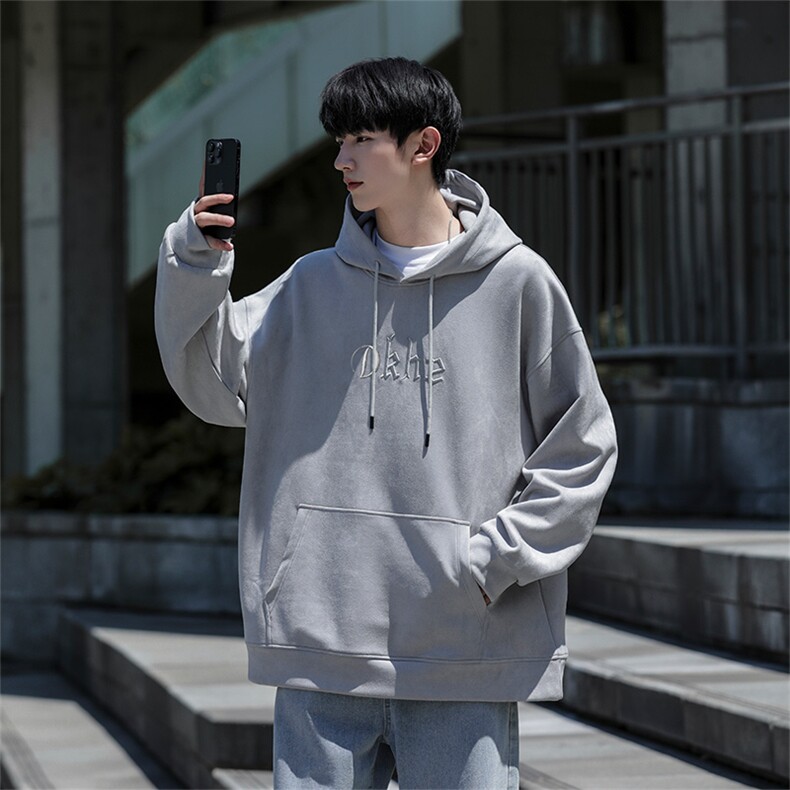 M-6XL380克大码秋季新款连帽麂皮绒刺绣套头卫109-W02042-P58,男装卫衣,星座109