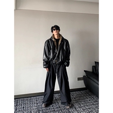 美式复古小众连帽皮草夹克男女bomber短款皮衣外套双面穿加厚棉服，男装夹克，星座715-4
