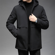 新款中年纯色棉衣男爸爸冬装可脱帽子休闲棉服外套GSNA21555-P150，男装棉衣，电商B212（原钱塘6029）