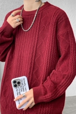 8XL-M圆领毛衣男秋冬季宽松慵懒套头麻花针织衫毛线衣MY19005P68，男装针织衫/毛衣，电商B312