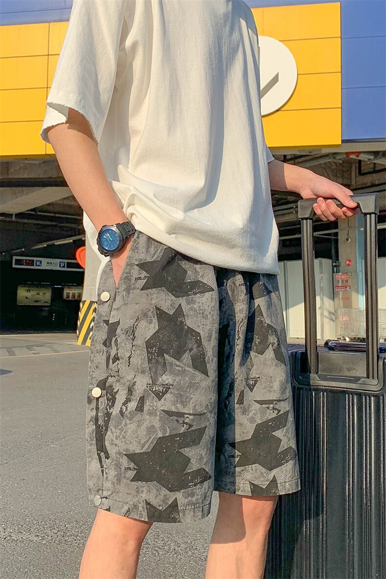 现货港风男装夏季迷彩直筒休闲短裤D201-DM27-P40，男装牛仔裤，电商D321-1