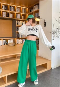 初夏新款 纯色多彩阔腿卫裤图片