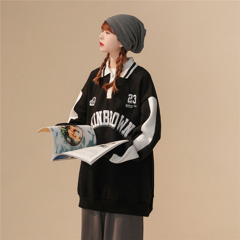 中性风POLO领卫衣女情侣大码休闲套头卫衣男外套男类C7720P55控88，男装Polo衫，星座226-1