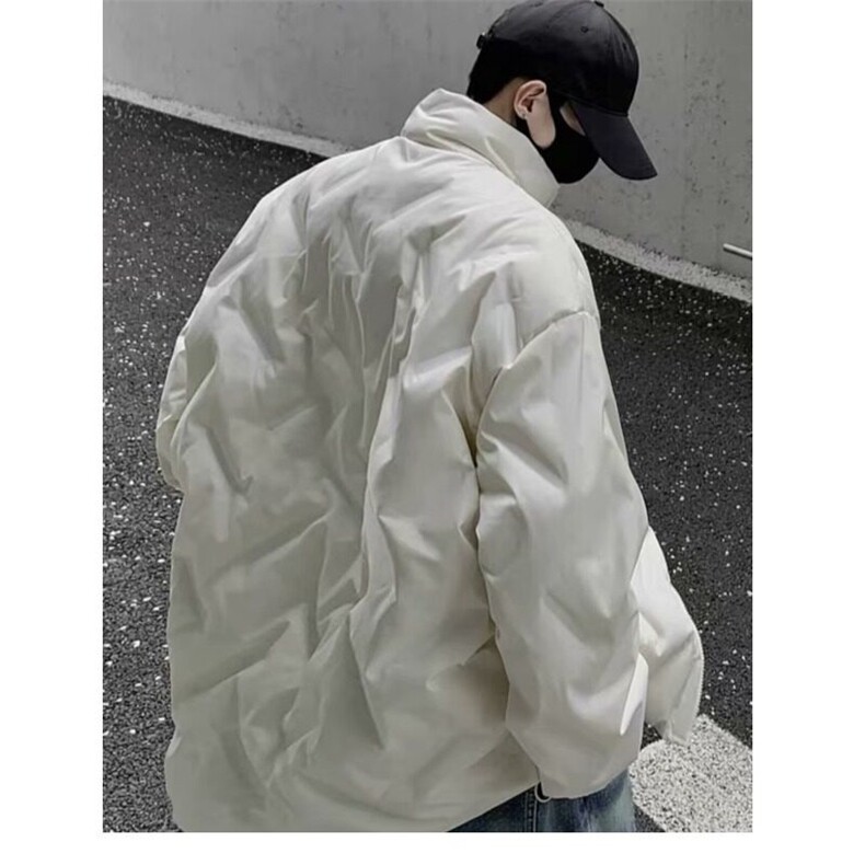 拉链慵懒常规款加厚时尚青少年标准日系潮立领休闲常规菱形格棉服,男装棉衣,星座506A