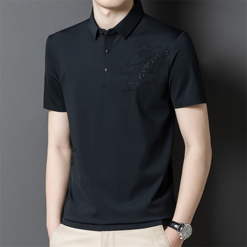 夏季新款男士翻领短袖t恤中年有领男装上衣服休闲POLO衫图片