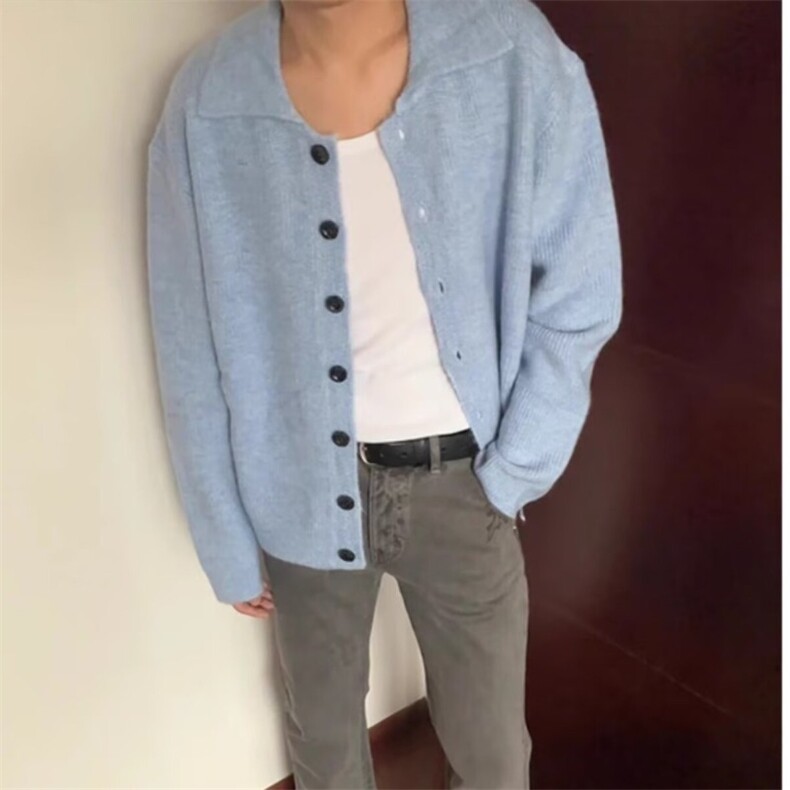 DY287-批55慵懒风纽扣开衫毛衣外套,男装针织衫/毛衣,星座603-2