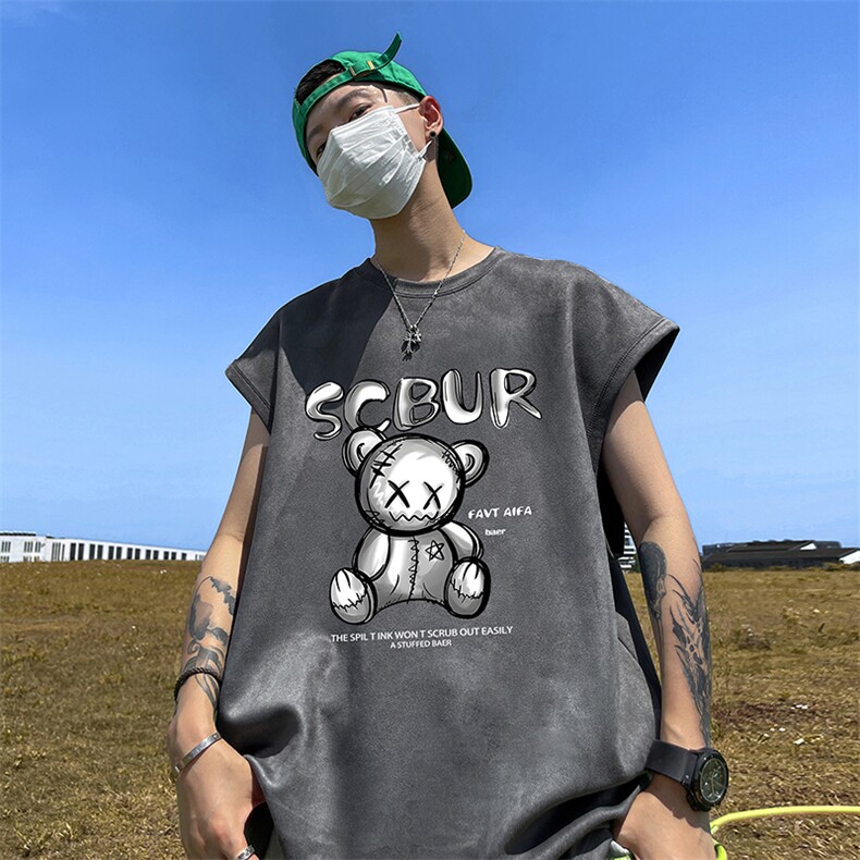 量大优供视频得物直播品220克夏季麂皮绒背心无袖T恤BJ226,男装T恤,电商A486