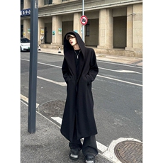 现货~暗黑巫师帽风衣男过膝长款垫肩毛呢大衣披风外套Y908-P130，男装风衣，星座1004-3