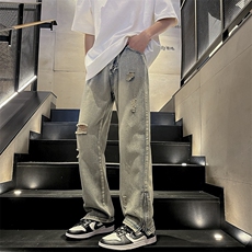 美式ins高街侧边拉链破洞牛仔裤712-N352M-XXLP55，男装牛仔裤，星座712