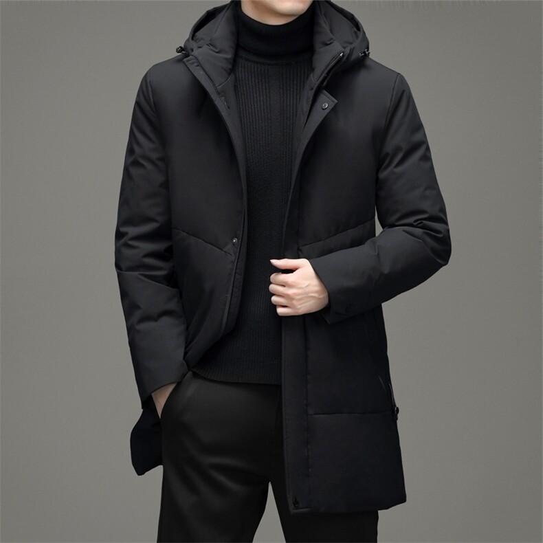 羽绒服男士商务冬季新款休闲连帽可卸中长款保暖外套DD21721-P400，男装羽绒服，电商B212（原钱塘6029）