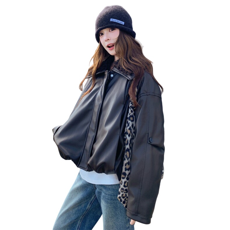 2025冬装新款大翻领皮衣羽绒服女短款外套2C325-579P325K478,女装羽绒服,2C325