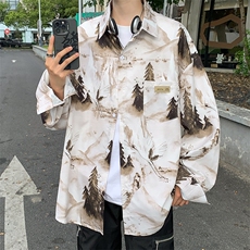 XZ-230-1CS227秋新款青春活力简约风水墨扎染休闲长袖衬衫P50控68，男装衬衫，星座230-1