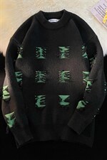 M6122/P70秋冬港风毛毯平铺毛衣撞色个性毛衣男女针织衫上衣毛衫，男装针织衫/毛衣，电商A141