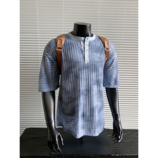 oversize宽松松弛感T恤垂坠感竖坑条休闲复古短袖HY925TP35控58，男装T恤，电商A102B