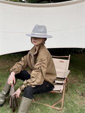 2021秋季新款韩版时尚休闲袖抽牛筋下摆抽绳短款风衣外套，女装风衣，L·H·X