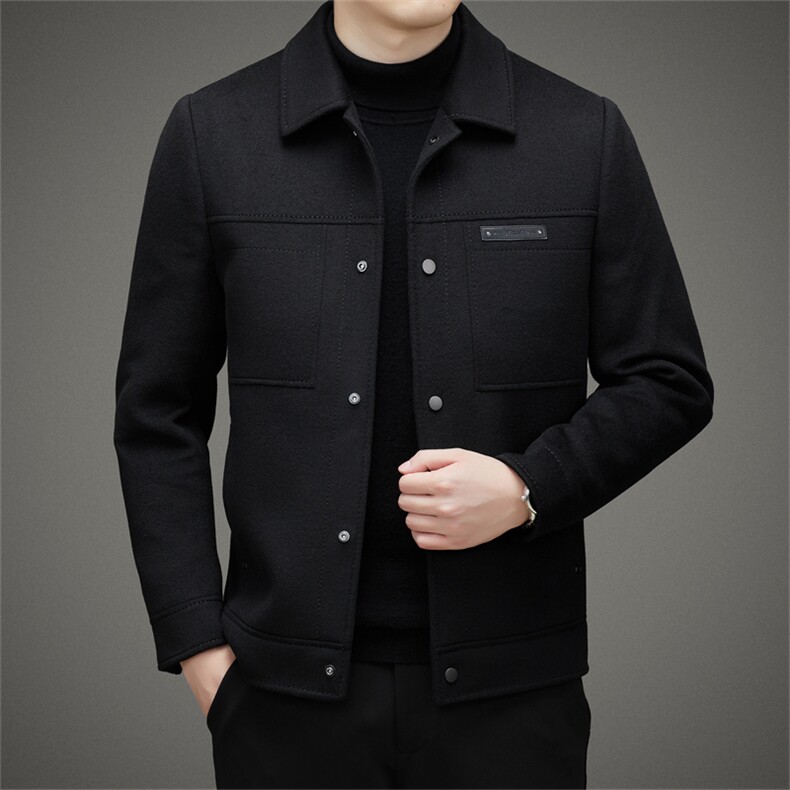 中年商务休闲翻领夹克男装冬季新款加厚保暖羊毛呢子外套爸爸装,男装夹克,电商B212（原钱塘6029）