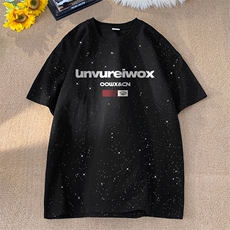 可48小时发货支持抖音得物来样二开美式满天星亮片短袖T恤MTX675，男装T恤，电商A486
