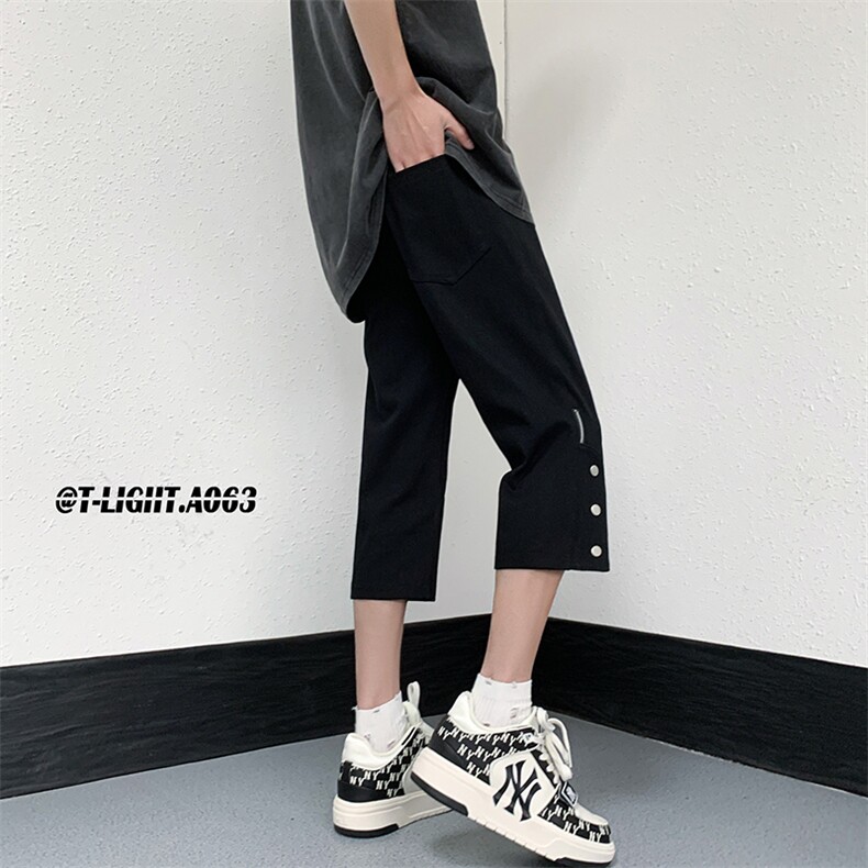 2023夏季美式高街排扣拉链七分裤QF29P55,男装牛仔裤,电商A063