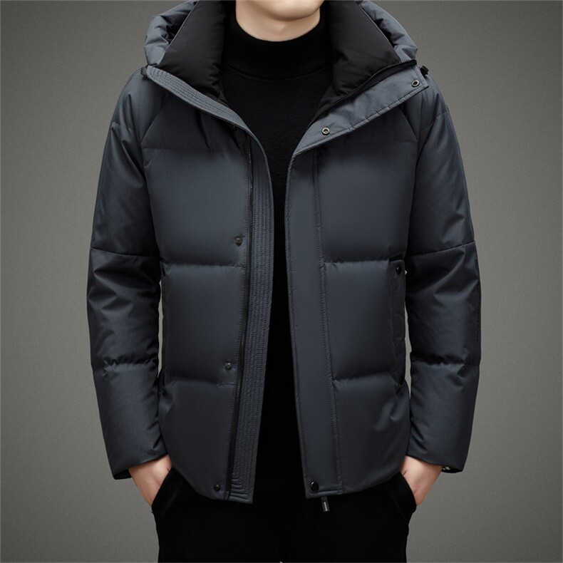 冬季男士加厚羽绒服新款中年商务休闲保暖上衣男装连帽白鸭绒外套，男装羽绒服，电商B212（原钱塘6029）
