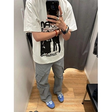 T0208-P25美式复古人像剪影纯棉短袖男女同款上衣宽松款潮，男装T恤，星座617A-2