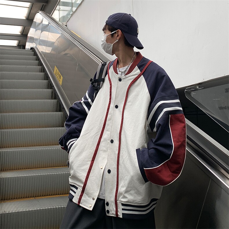 EQ86棒球服外套男拼色机车服夹克2024新款秋装P118,男装夹克,电商C306-1