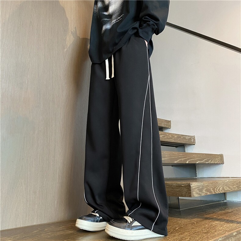 抖音品质秋季新款潮拼接反光条宽松休闲卫裤B315-K112-特p40控78,男装休闲裤,电商B315