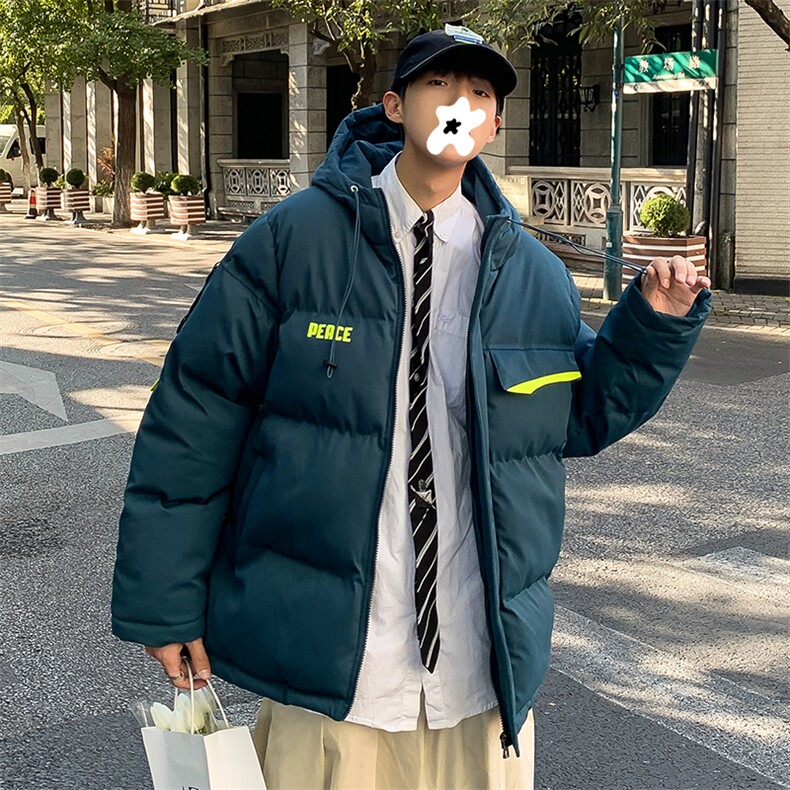 冬季新款潮保暖加厚假两件连帽男休闲宽松棉衣WT07-P80,男装棉衣,电商A128