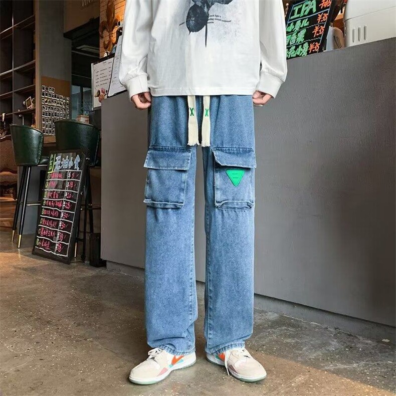日系纯色长裤子男高街复古工装裤秋季宽松直筒休闲裤KK011-P40,男装工装外套,星座911-3