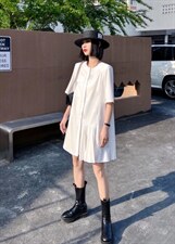 夏季新款，立体剪裁，手工压皱，个性连衣裙，女装连衣裙，名莹