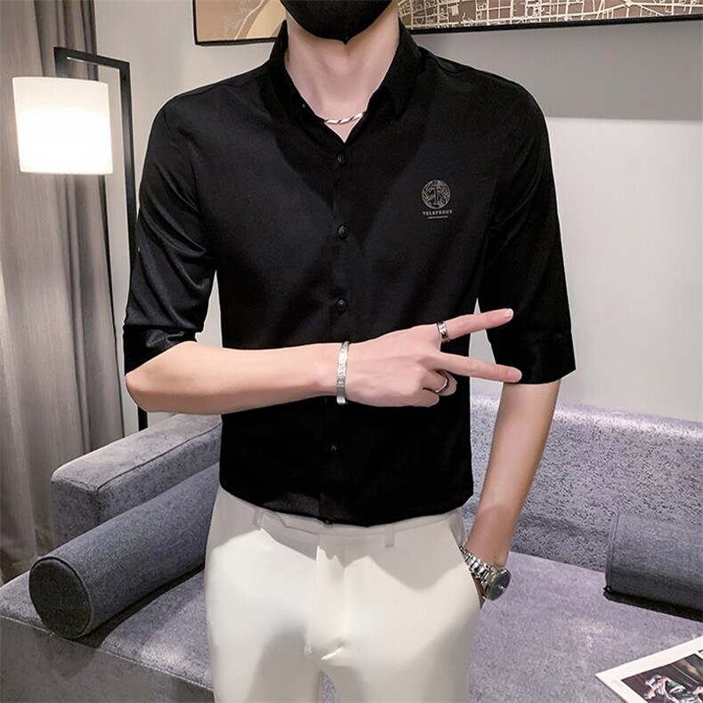 B216CS249P502025夏装新款男士中袖印花衬衫社会风,男装衬衫,电商B216（原B302）