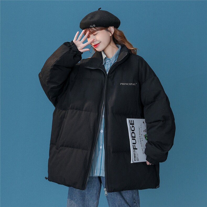 中性风22冬季字母印花立领简约棉衣宽松加厚棉服MY2024P85控108，男装棉衣，A247A