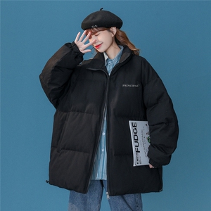 中性风22冬季字母印花立领简约棉衣宽松加厚棉服MY2024 P85控108图片