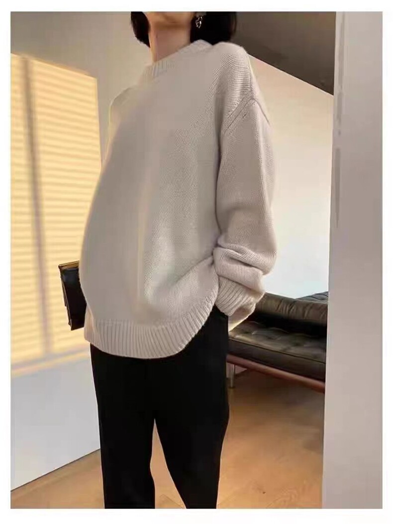 秋冬新款纯色针织套头上衣时尚百搭,针织衫/毛衣,冀清阳荣