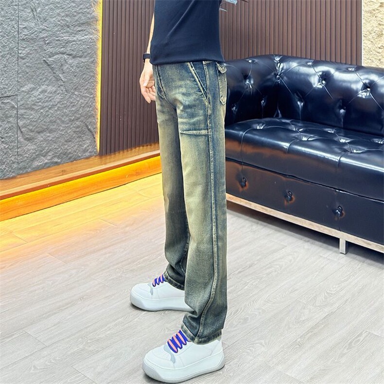 1506-1/KG6391/P52烟灰色男士牛仔裤高档复古做旧色休闲裤,男装牛仔裤,星座1506-1