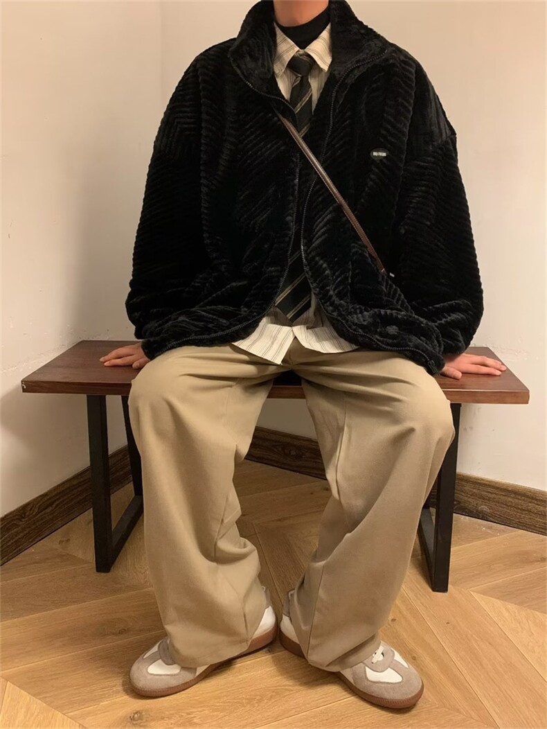 羊羔绒棉衣男冬季加绒加厚学生棉服新款美式复古外套女M7765-p89,男装棉衣,星座1008-1